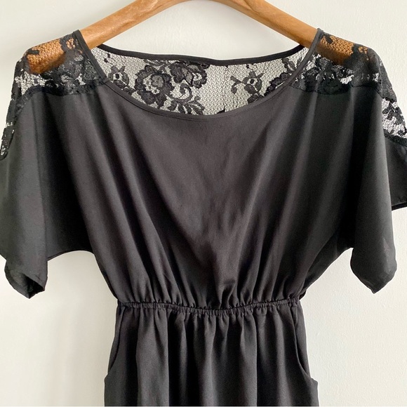 Black Lace Back Mini Dress Size Small - Picture 2 of 5